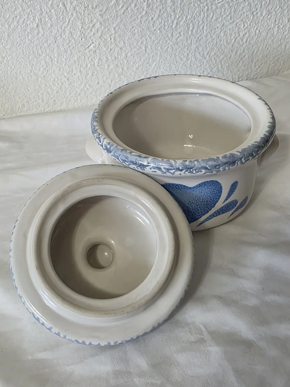 Blue Heart Ceramic Lidded Casserole - White and Blue